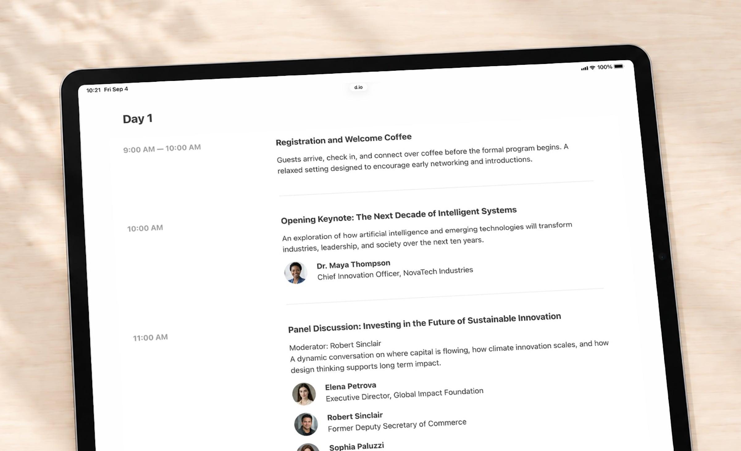 Webpage Builder: Event Agenda
