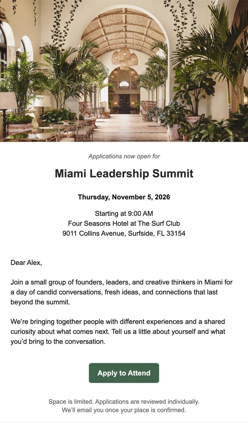 Email invitation example 3