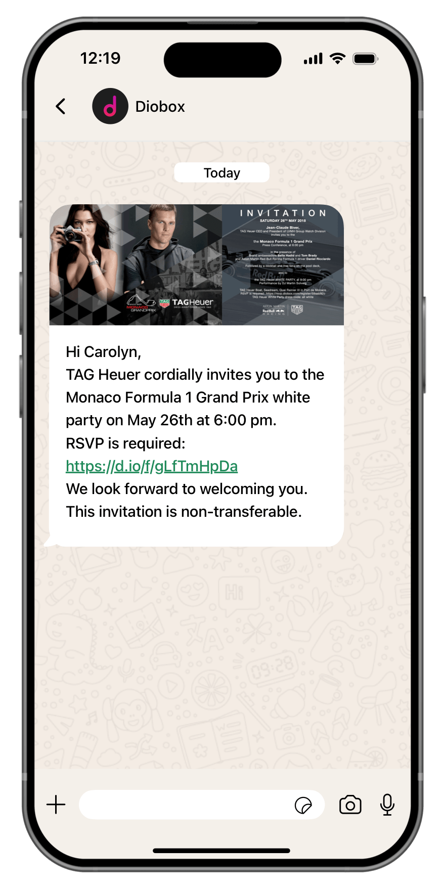 WhatsApp invitations through Meta-approved workflows.